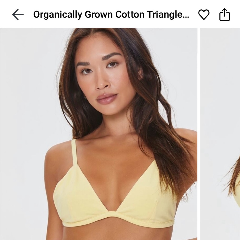 NWT Organically Grown Cotton Triangle Bralette w Adjustable Straps